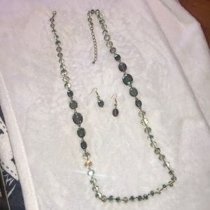 Glass stone necklace and earrings Set